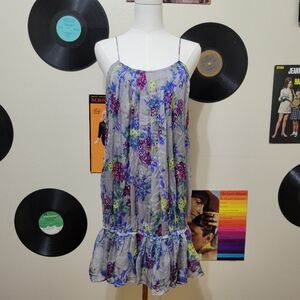 Zara | Multicolor Floral Print Gray Silk Dress